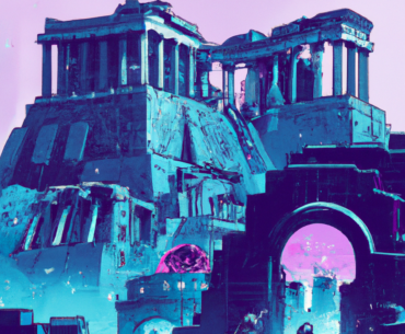 A Cyberpunk Acropolis in Athens, imagined by an AI