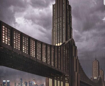 Proposed "Skyscraper bridge" in New York by Robert Hood (1925)