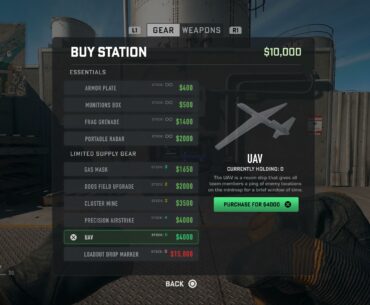 The New Buy Stations were really hard to navigate using only the analog stick, so I redesigned them so you can tab between Gear and Weapons!