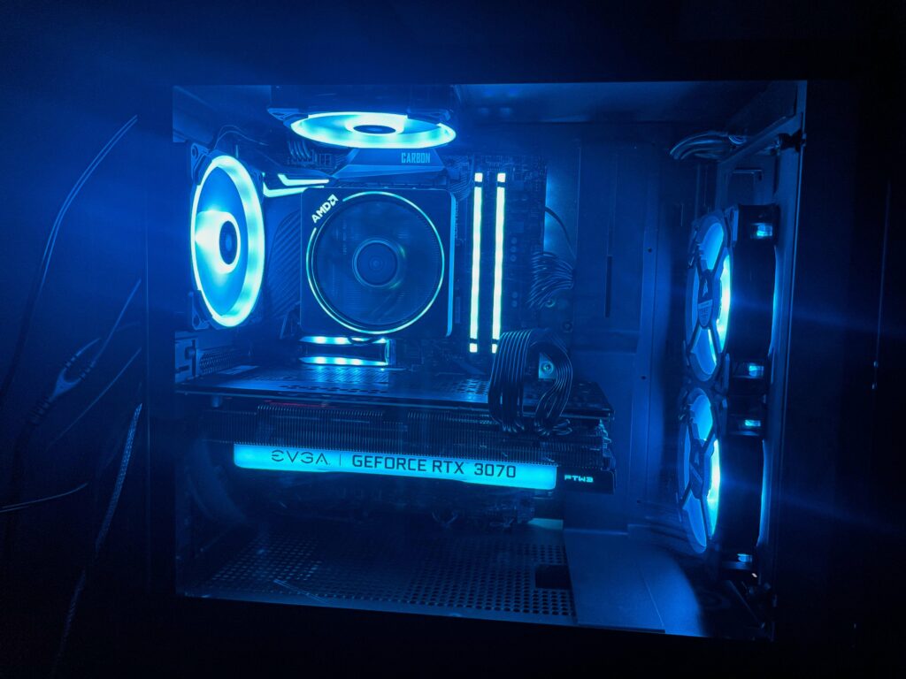I just upgraded my GPU from a bland 2060 with no lighting and wanted to show off my build now that the lighting looks complete. It's nothing crazy but I'm proud of it.