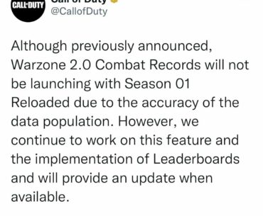 Warzone 2.0 Combat Records no longer launching tomorrow