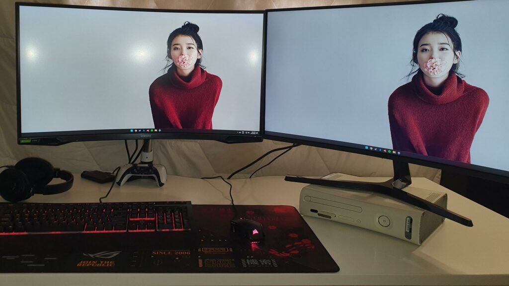 Waiting on a new monitor arm but this stand is almost the perfect height.