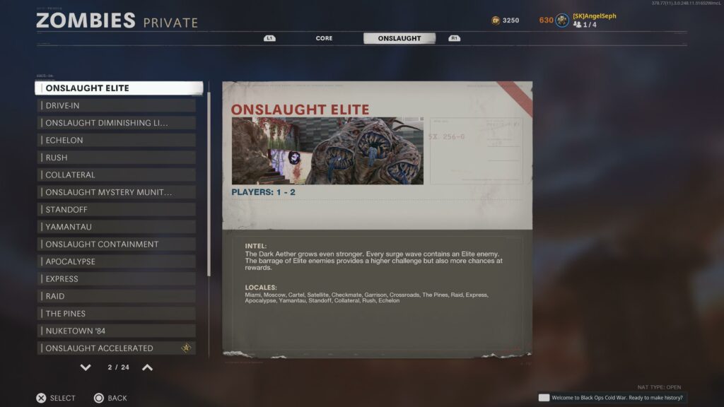 Heads up, all the Onslaught modes are now available in private games