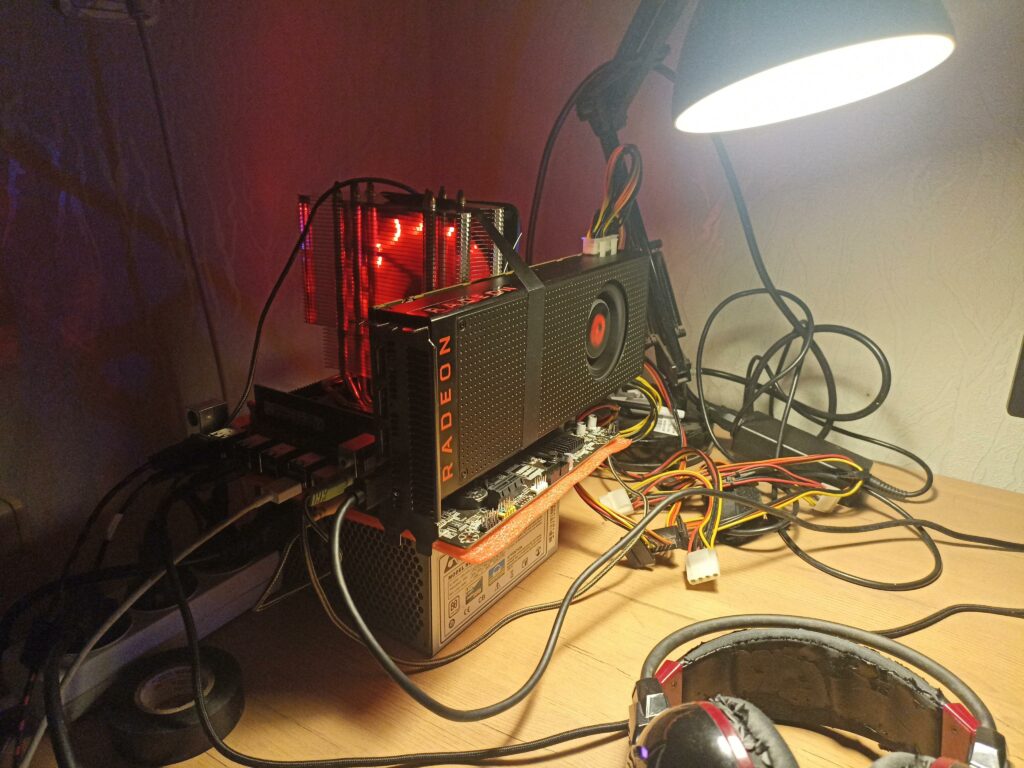 When you are too broke to buy not shit. Its 2670v3 with Vega 64, with 500W 9 year old PSU. And 1989 soviet KB. All bought as used/brocken