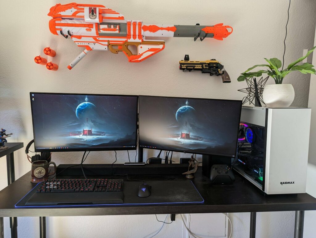 My desk is actually an Ikea bed headboard with legs attached lol