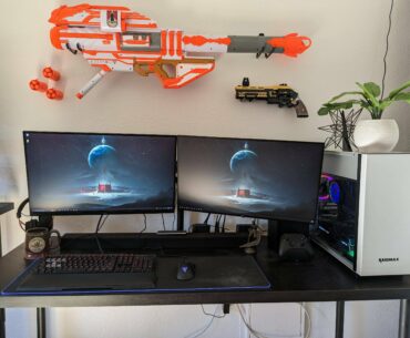 My desk is actually an Ikea bed headboard with legs attached lol