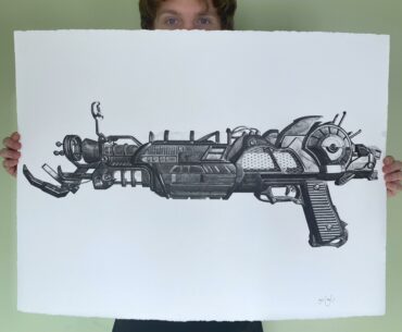I drew the Ray Gun Mark II in pen and ink!