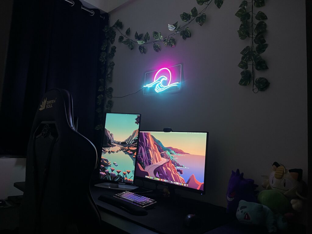 My first setup, still being powered via a laptop