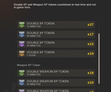 Tokens. Not pictured: Double BP XP Token x2