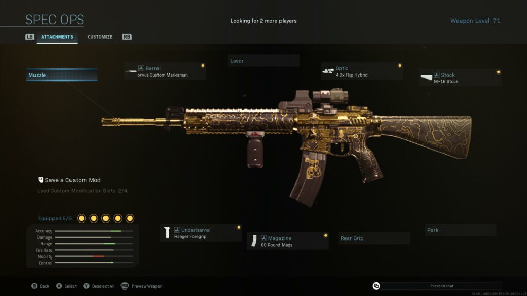 Made a weapon build for spec ops