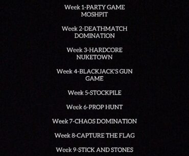 Finally it's time to reinstall for Party game moshpit. Then the wait for prop hunt begins. Thought I would post my list again for anyone who hasn't seen it. It's a long time until it cycles back so enioy this week.