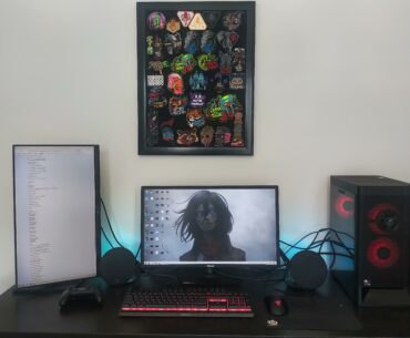 Took a year of shopping sales, but I finally got a decent setup going. $1400 for both monitors, PC, keyboard, mouse and speakers.