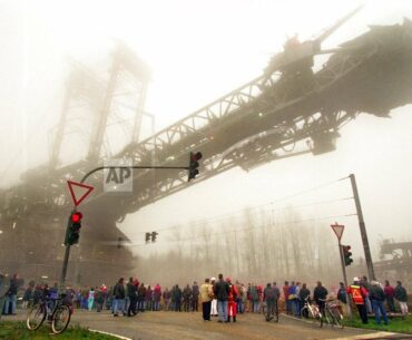 This shot of a giant excavator in Germany slowly making its way to a coal site 25km away. [March, 1999]