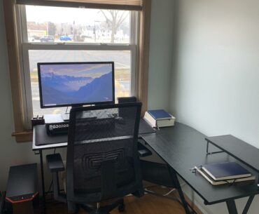 Recently claimed this corner for my WFH setup. Excited to slowly improve the area. Any suggestions for improvement appreciated :)