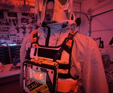Made a custom chest rig for a cyberpunk themed birthday party!