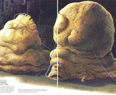 Man After Man’s Food Creatures. A great use and unusual use of cyberpunk, humans transformed into food stuff forever in pain to feed the masses! As they’re hooked up to circuits and gizmos. Honestly this exact sort of imagery should be utilised more often!