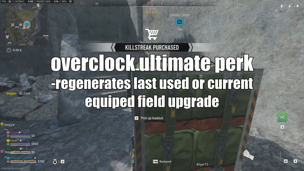 OVERCLOCK Perk Can Regenerate LOADOUT MARKERS! (5min cooldown)