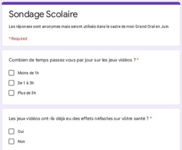 Sondage scolaire sur le thème des jeux vidéo