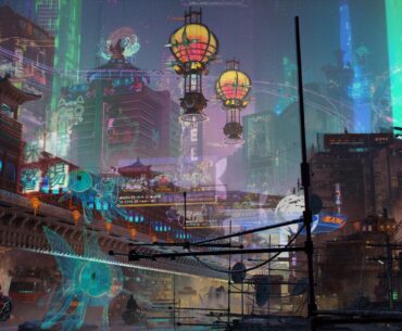 Oriental cyberpunk city by Zeshi Ren