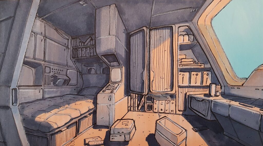 Apartment provided by the corporation, from my sketchbook.