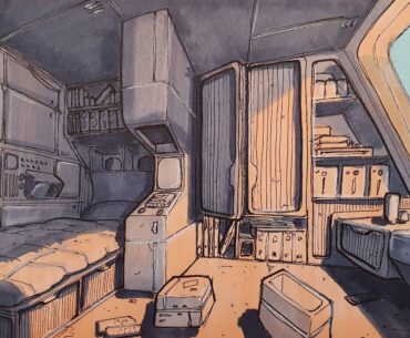 Apartment provided by the corporation, from my sketchbook.