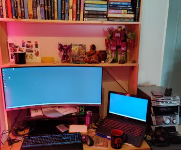 My average (to me) battlestation. Made the back shelf about a month ago.