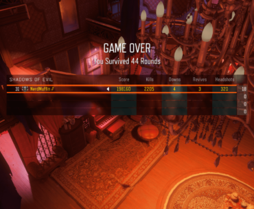 Just hit my next new PB! This time on Shadows of Evil, no megas. I was wrong about this map, I had a big grin on my face high-rounding this today, was a lot of fun! SoE is now done for me, time to learn Der Eisendrache next :)