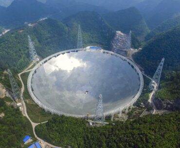 Map concept: FAST Telescope, China. The quest could involve deciphering radio signals that eventually open Dark Aether portals