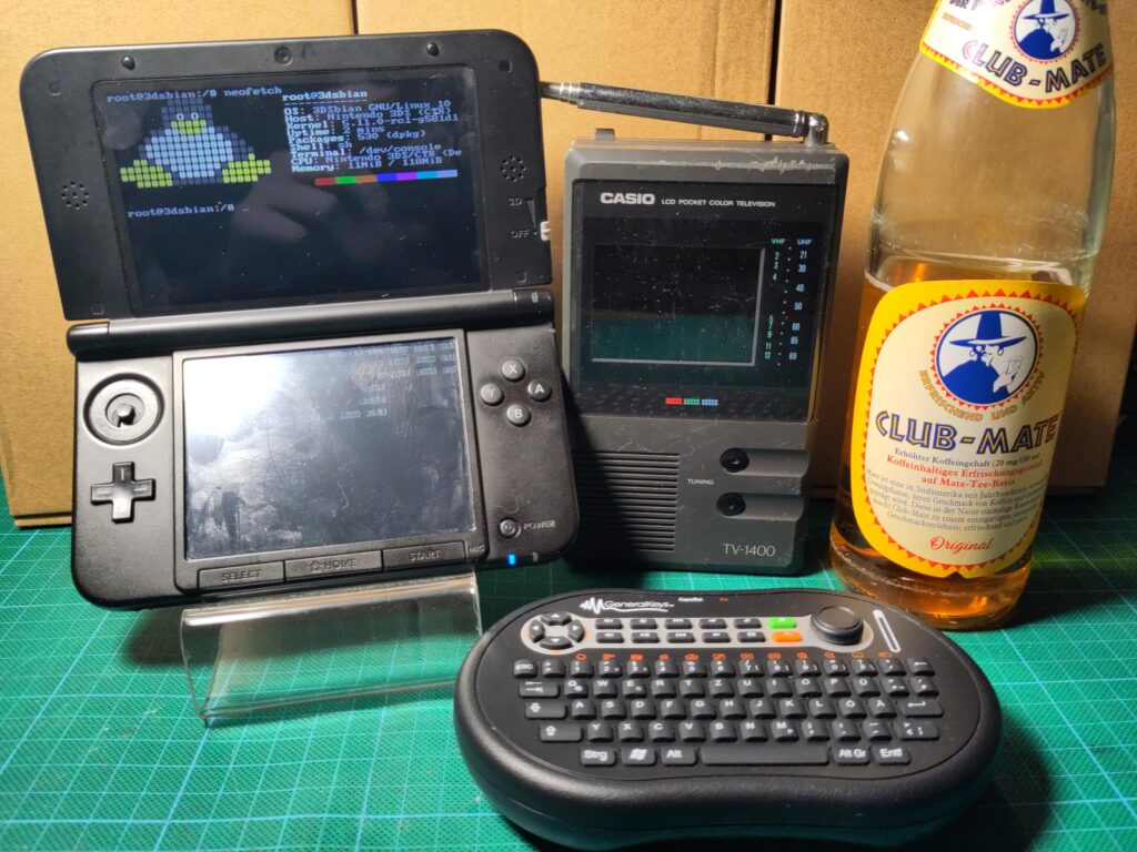 Tiny Linux Setup (Club Mate for scale)