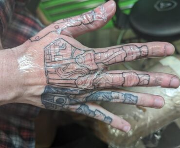 Started the second half of my cyberpunk hand tattoo!