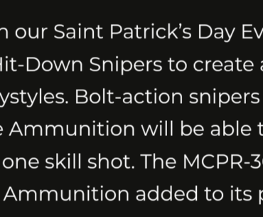 Update On One Shot Snipers
