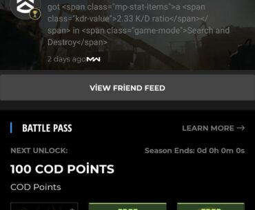 I know this is the least of our worries rn, but the Companion App needs an update too. Not only does this thing not support MW22/WZ2.0, but it's broken in general so you can't even use it for MW19 anymore. Please update it.