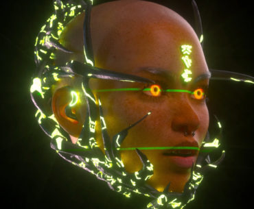 “As she looked around with her piercing eyes, she wondered how much of her humanity had been preserved in the transfer. Was she a faithful replica or a mere distortion, an otherworldly rendition of humanity's essence?” 3D Animated Artwork by me (Ben Kokolas), 2023. C4D+ZBRUSH.