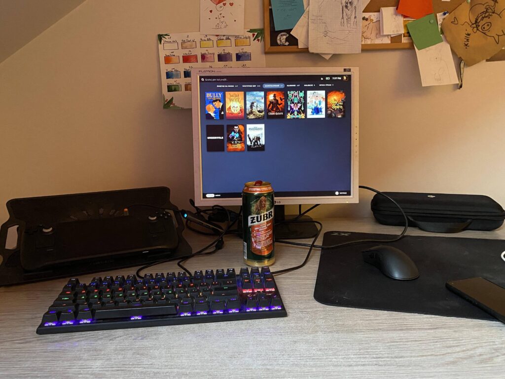 Ghetto Steam Deck setup at my GF's parents home