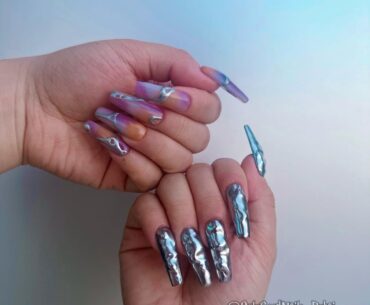 Some of my Y2K cyber nail art.