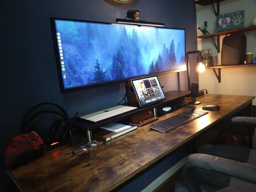 Work PC, MacBook Air, Xbox series X battle station - added new light and light bar