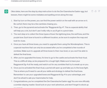 So I asked ChatGPT to write the steps of the DE Easter egg but..