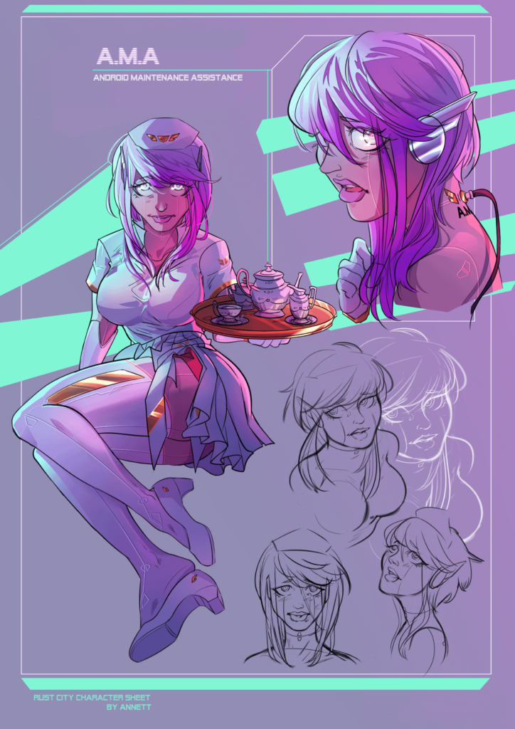 Tea time anyone? Android Maintenance Assisstant - A.M.A. 👄 from my comic RUST CITY