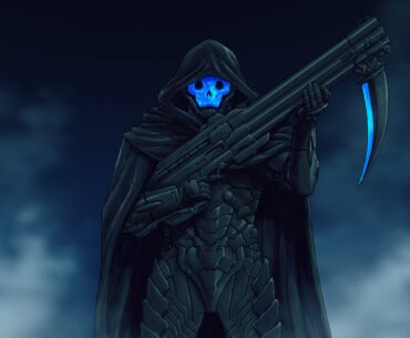 "Bad To The Bone." Art of Skullhacker, my OC from my Doom fanfic "Day of Wrath", as the Grim Reaper. Art by adivider