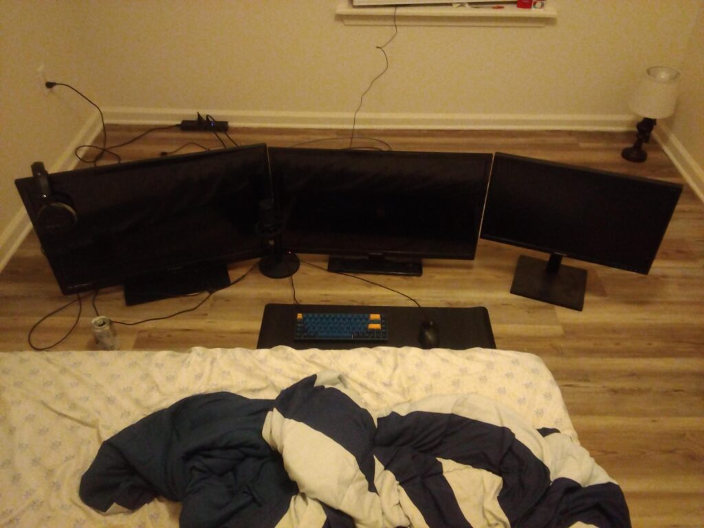 Is this an improvement? 2 32 inch TVs and an old ass monitor