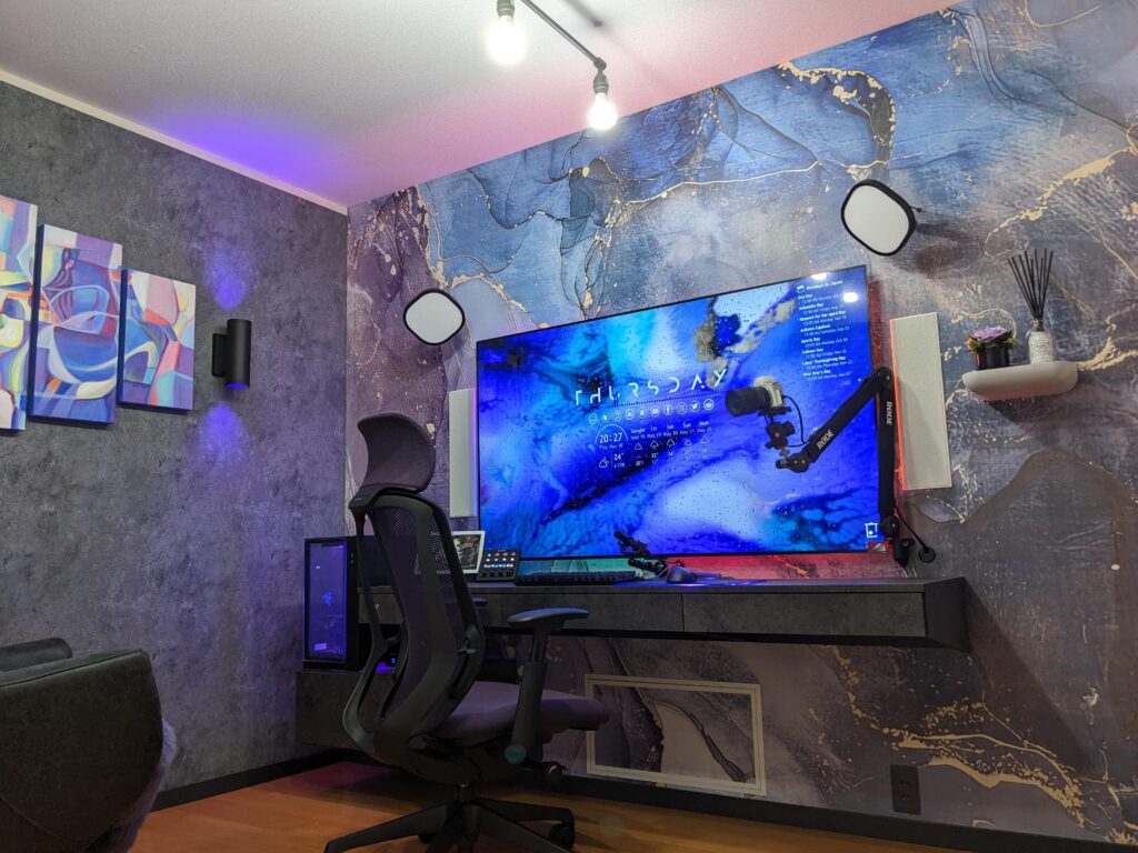 Just completed my dream setup. Due to visual impairment, I'm using one large TV (65 inch) as a monitor :)