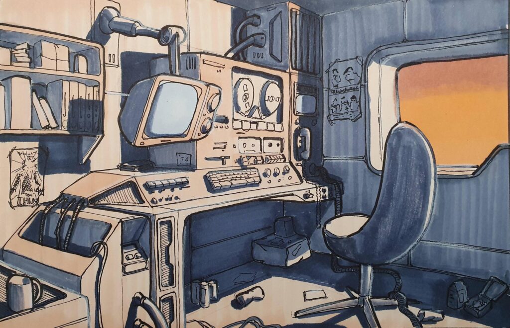 Computer corner, from my sketchbook