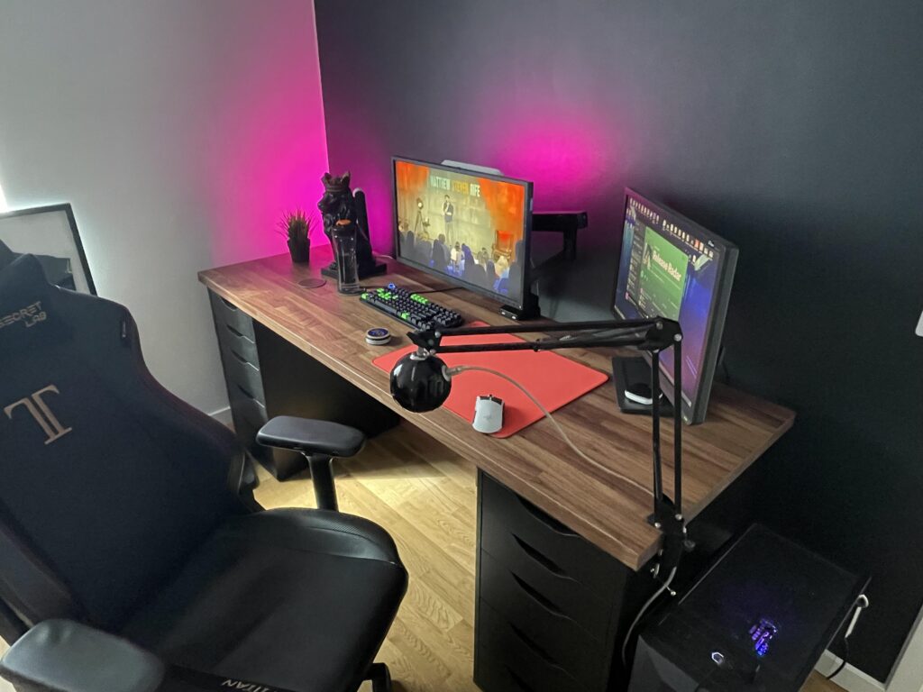 Still a work in progress sorry for the mess, still don’t know where to hang up posters. Going to add a framed jersey as well.