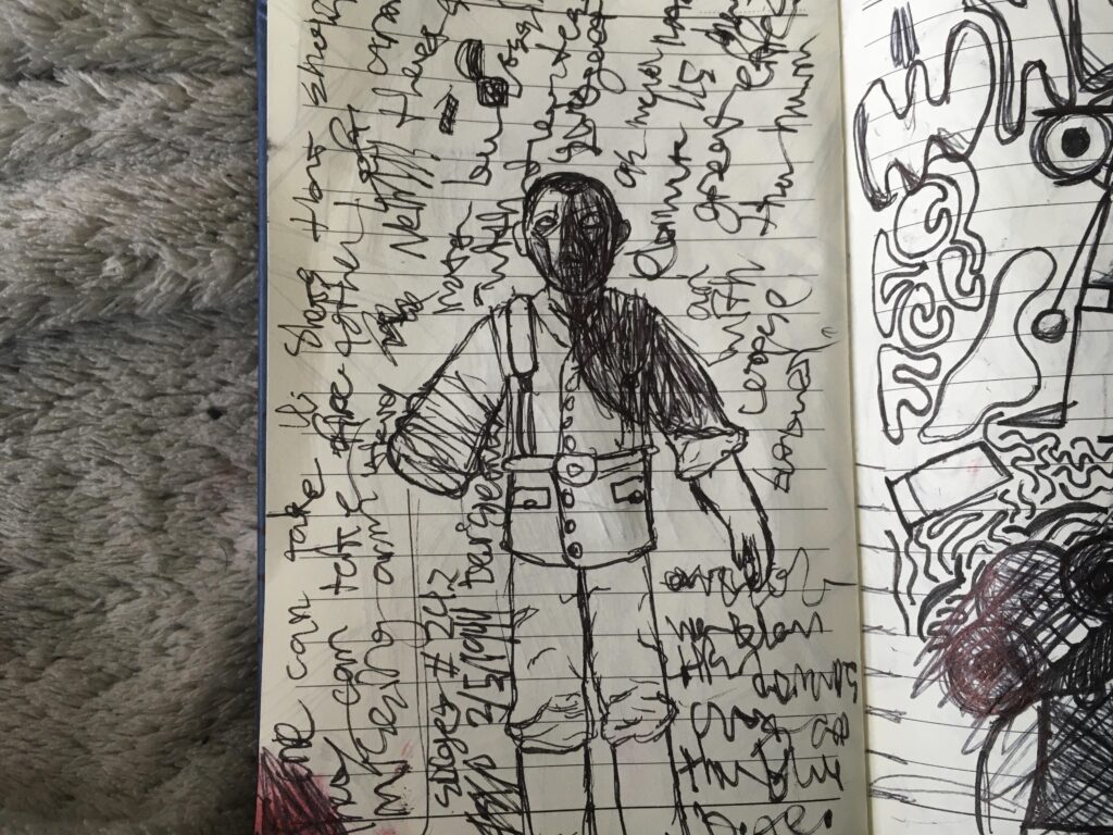 Goofy zombie doodle.