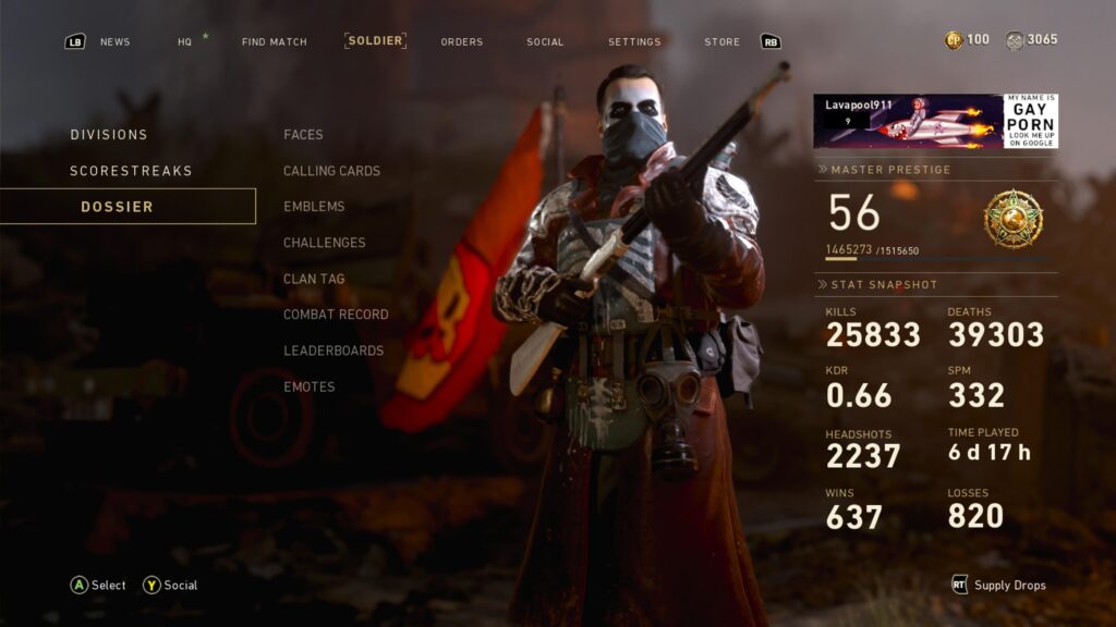 The first time I’ve ever gotten master prestige in a CoD game. (Ignore my awful stats)