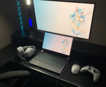 Current battlestation. Warning: NSFW Wallpaper