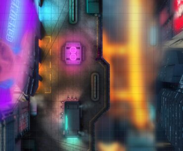 [OC] Cyberpunk Upper Slums battle map I made for TTRPGs