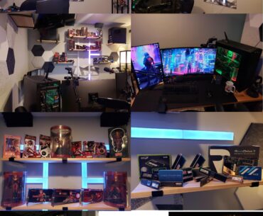 Home Office Build in progress. Finishing the basement and working on my office at the same time. I still have over half the room to finish with a retro 32-bit AMD/ATi vs Intel/Nvidia setup. So far, it's looking nice.