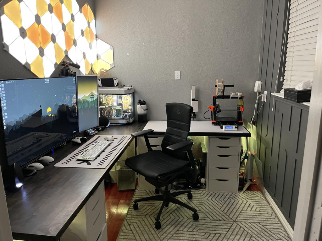 Current setup WFH / Gaming- finally got around to finishing accent wall.