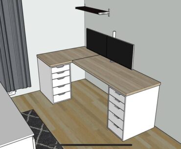 My new desk layout. (Thank you for the suggestions now I think this is the best layout) is it possible to have a charging/cable drawer in the Alex drawer? Has anyone done anything similar. There will be a hdmi going from the setup through the wall to the projector. Suggestions welcome.